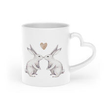 Load image into Gallery viewer, Kissing Easter Bunnies Heart Handle Mug, 11 Oz
