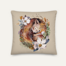 Load image into Gallery viewer, Sleeping Squirrel Cushion Cover, Brown, 18" x 18"