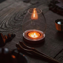 Load image into Gallery viewer, Glass Candle Holder With Wooden Base