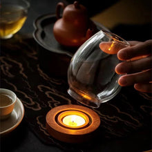 Load image into Gallery viewer, Glass Candle Holder With Wooden Base