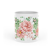 Load image into Gallery viewer, Pink English Rose Mug With Heart Handle, 11 Oz