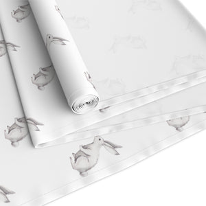 White Easter Bunny Table Runner, 16 x 72 In