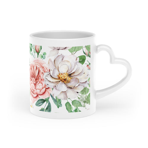 English Rose Bouquet Mug With Heart Handle, 11 Oz