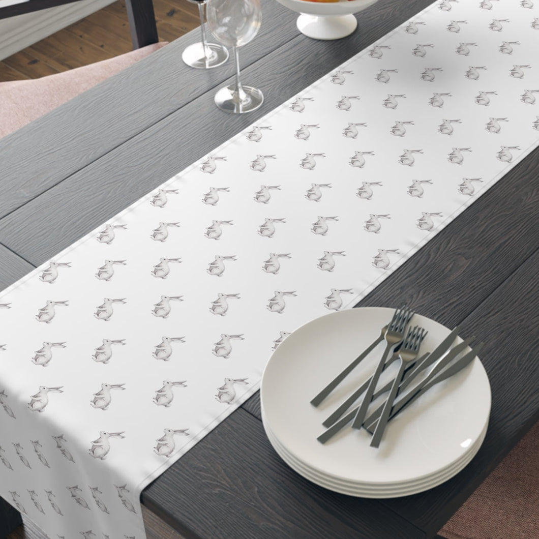White Easter Bunny Table Runner, 16 x 72 In