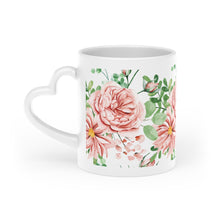 Load image into Gallery viewer, Pink English Rose Mug With Heart Handle, 11 Oz