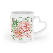 Load image into Gallery viewer, Pink English Rose Mug With Heart Handle, 11 Oz