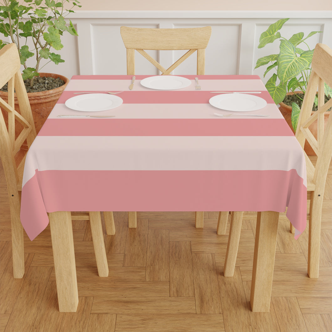 Light Pink Striped Tablecloth, 140 x 140 cm