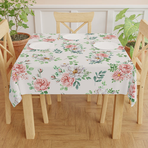 English Rose Patterned Tablecloth, 140 x 140 cm