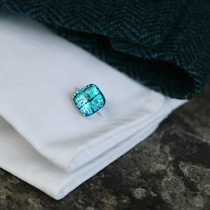 Handcrafted Mere Glass Square Cufflinks [Pink or Blue]