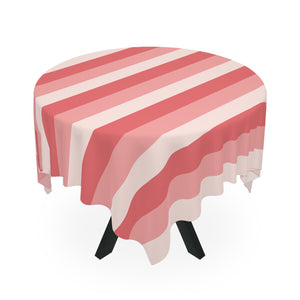 Rose Pink Striped Tablecloth, 140 x 140 cm