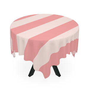 Light Pink Striped Tablecloth, 140 x 140 cm
