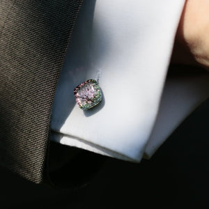 Handcrafted Mere Glass Square Cufflinks [Pink or Blue]