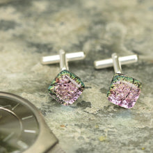 Load image into Gallery viewer, Handcrafted Mere Glass Square Cufflinks [Pink or Blue]