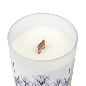 Iris Frosted Glass Candle, Wooden Wick, 11 oz