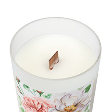 Load image into Gallery viewer, English Rose Frosted Glass Candle, Wooden Wick, 11 oz