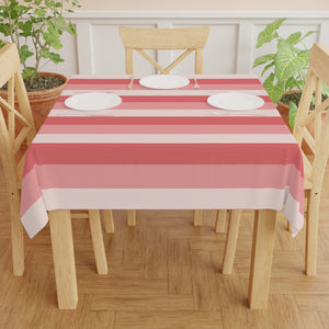 Rose Pink Striped Tablecloth, 140 x 140 cm