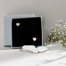 Load image into Gallery viewer, Mere Glass Cool Pink Heart Earrings