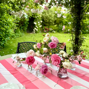 Rose Pink Striped Tablecloth, 140 x 140 cm