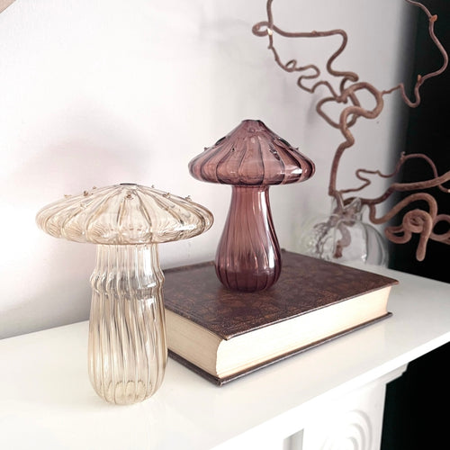 Set of 2 Mushroom Vases (Brown & Yellow)