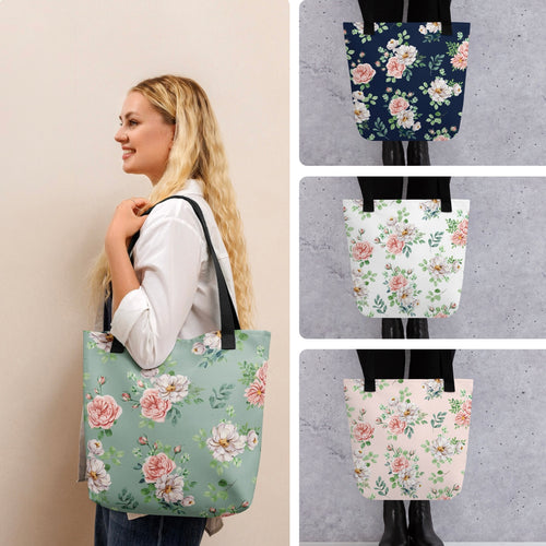 Rose Print Tote Bag