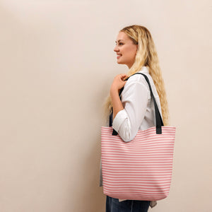 Rose Pink Striped Tote Bag