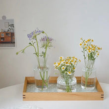 Load image into Gallery viewer, Set of 3 Clear Ribbed Glass Vases