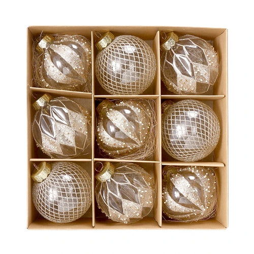 Large Champagne Gold Baubles - Set of 9