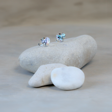 Load image into Gallery viewer, MERE GLASS Shimmering Ice Blue Heart Earrings - ONLY 1 LEFT