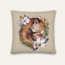 Load image into Gallery viewer, Sleeping Squirrel Cushion Cover, Brown, 18&quot; x 18&quot;