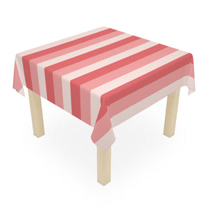 Rose Pink Striped Tablecloth, 140 x 140 cm