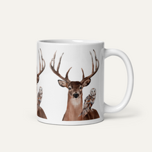 Load image into Gallery viewer, Stag &amp; Barn Owl White Glossy Mug