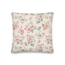 Load image into Gallery viewer, Pink &amp; White English Rose Patterned Cushion Cover, 18&quot; x 18&quot;