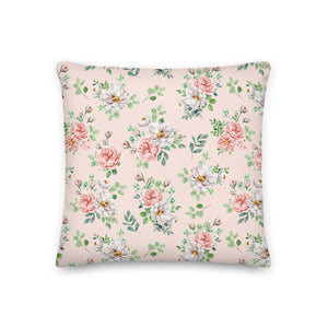 Pink & White English Rose Patterned Cushion Cover, 18" x 18"