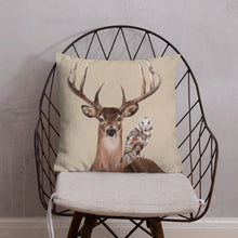 Load image into Gallery viewer, Beige Stag &amp; Barn Owl Cushion Cover, 18&quot; x 18&quot;