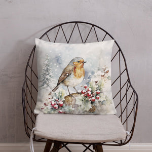 Neutral Robin Cushion, Linen Feel Material, 18 x 18 Inches