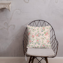 Load image into Gallery viewer, Pink &amp; White English Rose Patterned Cushion Cover, 18&quot; x 18&quot;