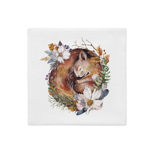 Sleeping Squirrel Cushion Cover, White, 18" x 18"