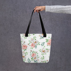 Rose Print Tote Bag