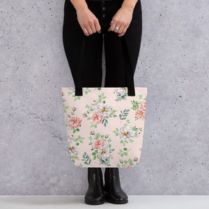 Rose Print Tote Bag