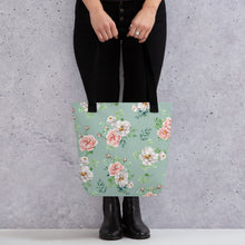 Load image into Gallery viewer, Rose Print Tote Bag