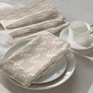 Beige Floral Cloth Napkin Set (4)