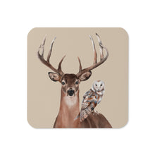 Load image into Gallery viewer, Stag &amp; Barn Owl Cork-Back Coaster