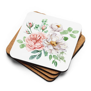 English Rose Cork-Back Coasters (1, 2, 4 or 6)