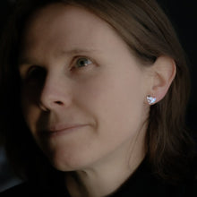 Load image into Gallery viewer, MERE GLASS Shimmering Ice Blue Heart Earrings - ONLY 1 LEFT