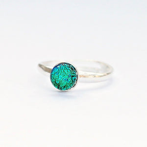 Mere Glass Fused Glass Ring - Emerald Green