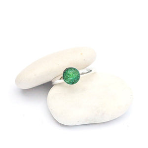 Mere Glass Fused Glass Ring - Emerald Green