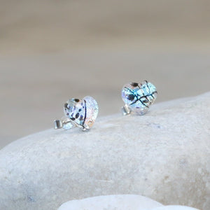 MERE GLASS Shimmering Ice Blue Heart Earrings - ONLY 1 LEFT