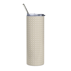 Neutral Beige Stainless Steel Tumbler With Straw