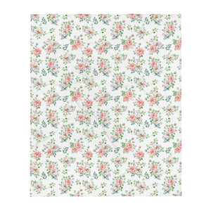 English Rose Throw Blanket, 50" x 60" [White]