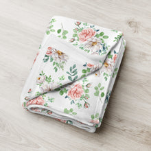 Load image into Gallery viewer, English Rose Throw Blanket, 50&quot; x 60&quot; [White]